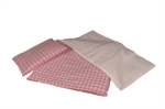 Picture of Poppen- bedbekleding-beddegoed roze-wit geblokt Matras, dekbed en kussen 60x 20 cm Van Dijk Toys