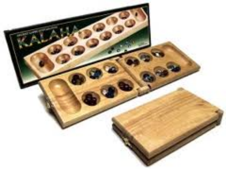 Picture of Kalaha, opvouwbaar, naturel Hout met glazen stenen. 54x14 cm