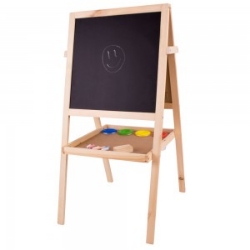 Afbeeldingen van Schoolbord met magneet- en krijtbord hout Bigjigs