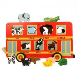 Picture of Autobus vormenpuzzel met veel dieren Nederlands