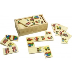 Image de Houten domino Transport in kistje Bigjigs