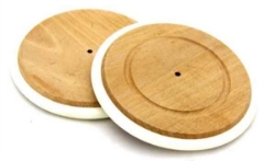 Afbeeldingen van Houten wiel met witte rubber bandje 13,5 cm