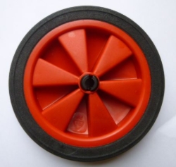 Afbeeldingen van Wiel rood kunststof met rubber band Ø 14 cm