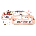 Picture of Gecombineerde treinbaan- en autowegset hout Bigjigs
