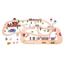 Image de Bigjigs Rail Gecombineerde treinbaan- en autowegset hout
