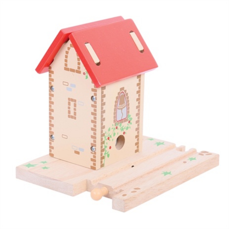 Afbeeldingen van Seinhuis met geluid houten treinbaan Bigjigs