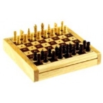 Afbeeldingen van Reisschaak rubberwood 12 x 12 x 3 cm