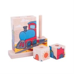 Afbeeldingen van Stapelpuzzel/Blokkenpuzzel Transport- Bigjigs - Vanaf 1 jaar