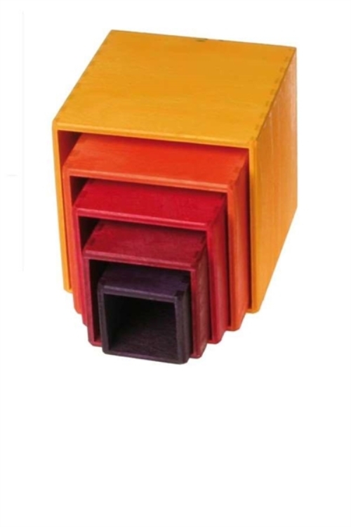 Afbeeldingen van Grimm's Stapelkubus geel-rood 11 cm