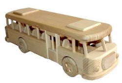 Afbeeldingen van Autobus retro 100% beukenhout 32 cm
