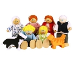 Picture of Poppenhuispoppetjes Familie 6 stuks + hond en kat Bigjigs