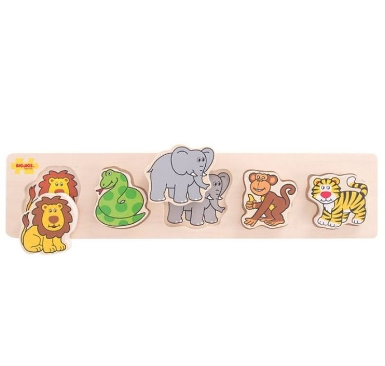 Afbeeldingen van Bigjigs Houten Puzzel Wilde Dieren Jungle (1+ jaar) - BB015