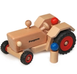 Afbeeldingen van Fagus Tractor klassiek - Duurzaam houten voertuig met 2 poppetjes - 2jr+