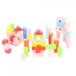 Afbeeldingen van Blokkenton 50 gekleurde en blank houten blokken Bigjigs