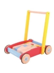 Afbeeldingen van Houten Loopwagen met blokken Bigjigs