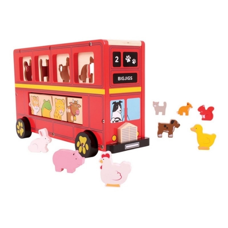 Afbeeldingen van Houten vormenbus, dieren-sorteerbus Bigjigs