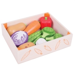 Image de Kratje met houten groente Bigjigs