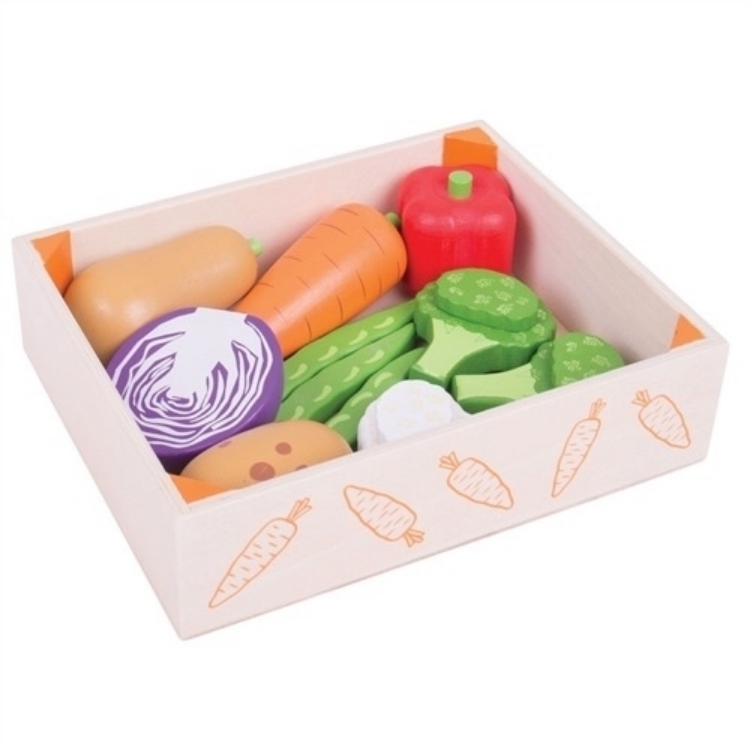 Image de Kratje met houten groente Bigjigs