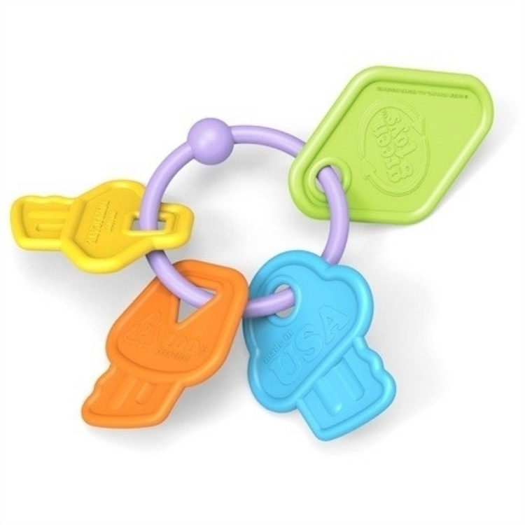 Afbeeldingen van Sleutelbos rammelaar bijt-grijpspeeltje - recycled plastic - Greentoys