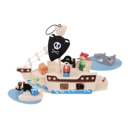 Afbeeldingen van Speelset hout Piratenschip 10-delig Bigjigs