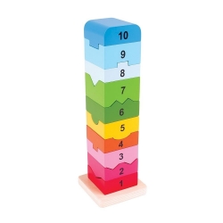 Picture of Houten stapeltoren Kleur en Nummer - Bigjigs - Vanaf 3 jaar