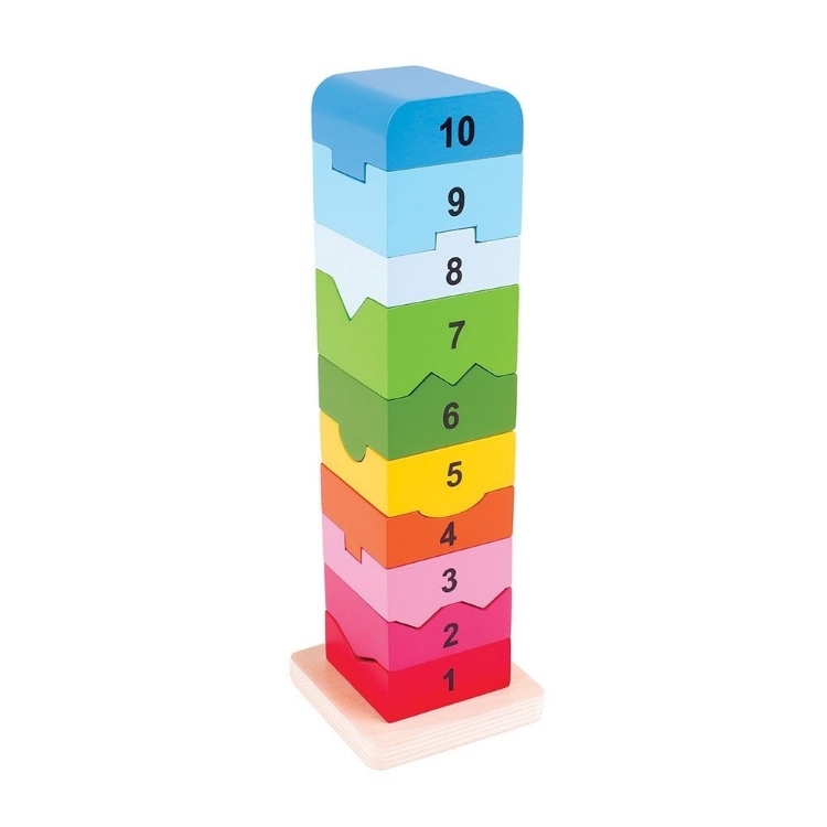 Afbeeldingen van Houten stapeltoren Kleur en Nummer Bigjigs