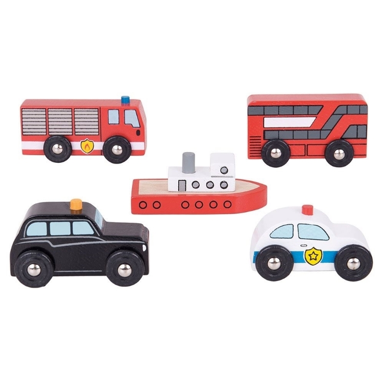 Afbeeldingen van Stadsvoertuigen - set van 5 Bigjigs