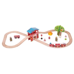 Picture of Treinbaanset hout met station Brandweer- en reddingsdienst Bigjigs