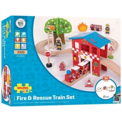 Picture of Treinbaanset hout met station Brandweer- en reddingsdienst Bigjigs