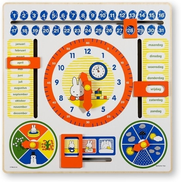 Picture of Bambolino Toys Nijntje Kalenderklok en Jaargetijden – Houten Leerklok 3+ Jaar