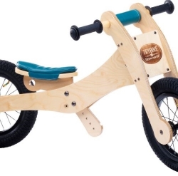 Afbeeldingen van Trybike, zadelhoes en kinbeschermer blauw voor loopfiets hout