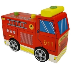 Afbeeldingen van Houten Brandweer-Blokkenauto Stapelpuzzel 