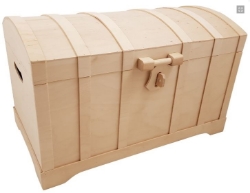 Afbeeldingen van Speelgoedkist-schatkist XL De luxe met bolle deksel Berkenhout