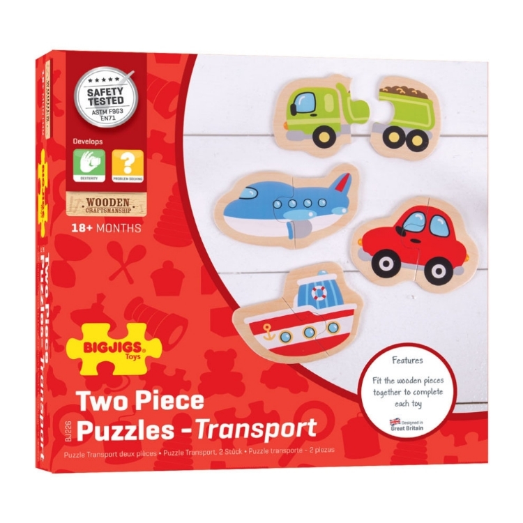 Afbeeldingen van Puzzels Voertuigen 4 x 2-delig 12m+ Bigjigs