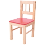 Afbeeldingen van Kinderstoeltje blank hout - rood zitvlak Bigjigs