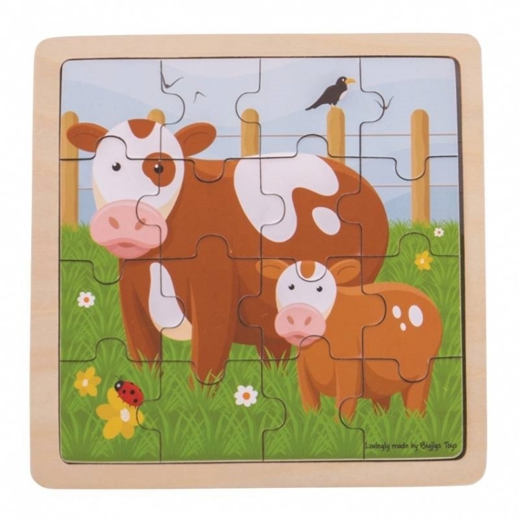 Picture of Legpuzzel Koeien in frame 16 stukjes 2jr+ Bigjigs