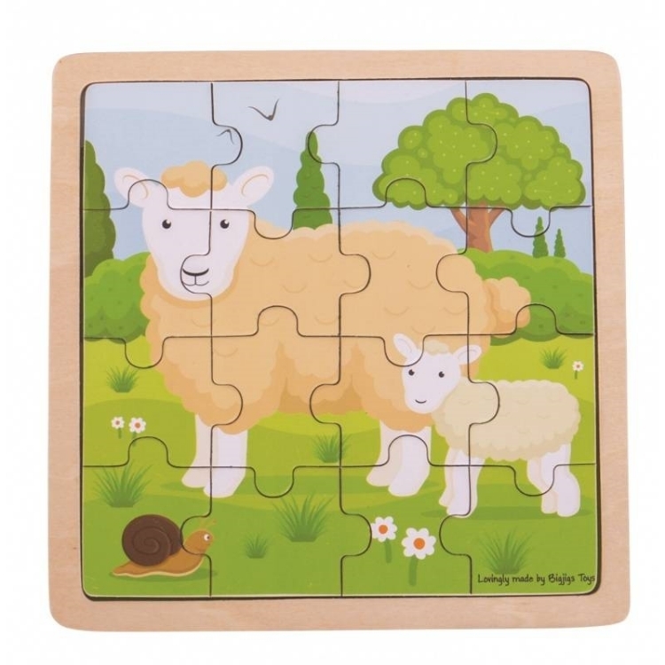 Bild von Legpuzzel Schaapjes in frame 16 stukjes 2jr+ Bigjigs