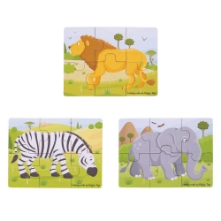 Picture of 3 Puzzels van 6 stukjes Safari 2jr+ Bigjigs