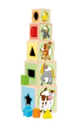 Afbeeldingen van Stapelblokken toren vrolijke dieren