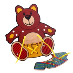 Afbeeldingen van Rijg- en strikpuzzel Beertje - Harmony Toys