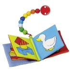 Bild von Stoffen boekje met houten kralenketting en clip