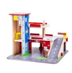 Afbeeldingen van Parkeergarage hout met echte lift Bigjigs