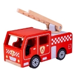 Afbeeldingen van Brandweerauto hout met ladder Bigjigs