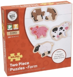 Bild von Bigjigs Houten Puzzels Boerderijdieren – 4 puzzels van 2 stukken - 12mnd+