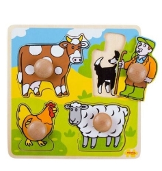 Bild von Puzzel grote knoppen Boerderij 1+ Bigjigs