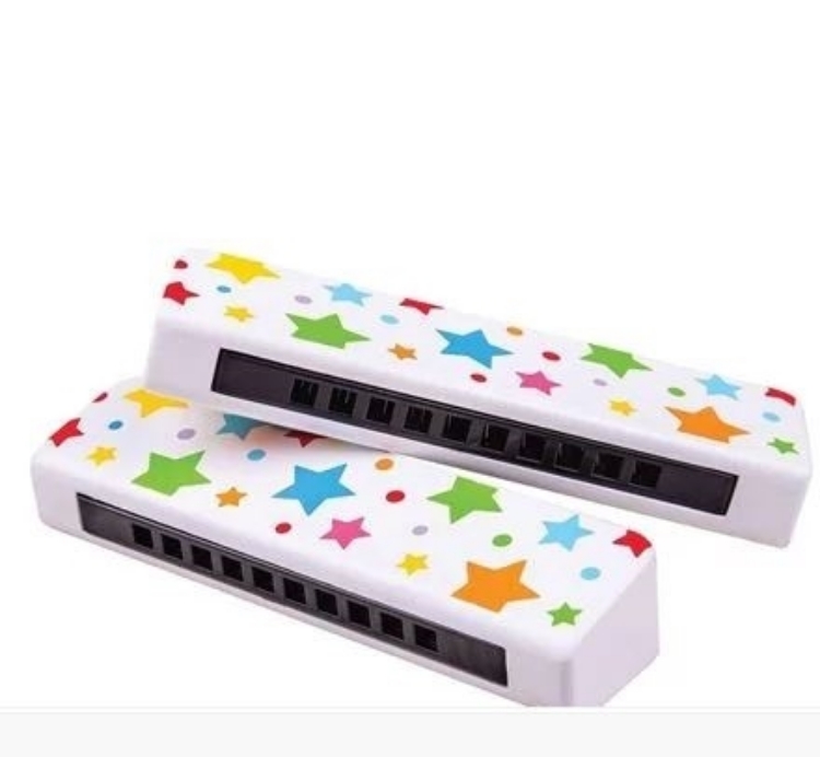 Afbeeldingen van Mondharmonica wit met sterren Bigjigs