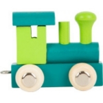 Picture of Lettertrein gekleurd Locomotief groen blauw