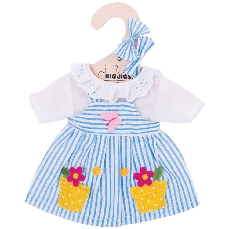 Bigjigs Poppenkleding jurkvest blauw wit gestreept BJ-BJD509 1