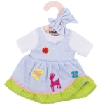 Picture of Poppenkleding Jurkje blauw met spikkels en hertje (M) 30cm Bigjigs