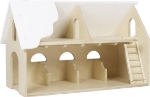 Afbeeldingen van Speelboerderij hout wit dak en trap 1+ 75x 30x 45 cm Van Dijk Toys